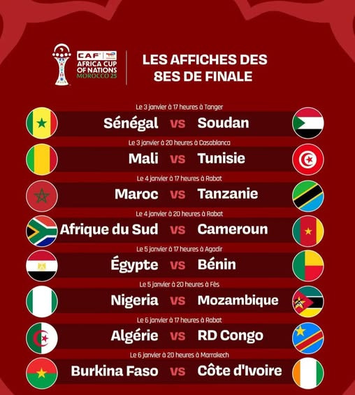 Calendrier des matches du premier tour de la CAJ 2025 au Maro